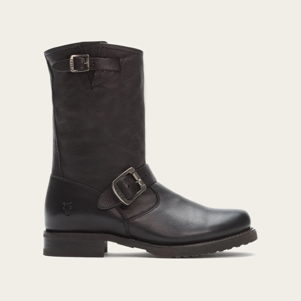Frye Black Leather Veronica Short Boots, Size 8.5